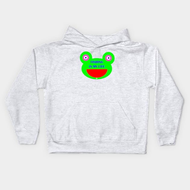 fishing quotes hhh frog Kids Hoodie by (b)ananartista sbuff